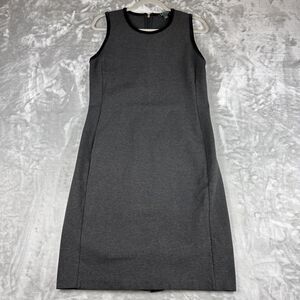 Lauren Ralph Lauren Sleeveless Dress Women's Large Grey Black Velvet Trim (1098)